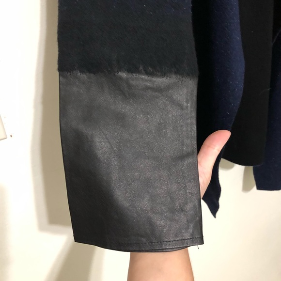 Vince Leather Cuff Wool Cashmere Sweater Jacket - Picture 6 of 9